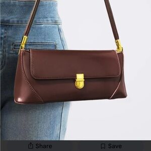 Elegant Brown faux Leather Shoulder Bag